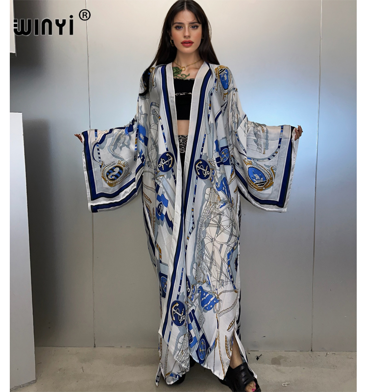 Cover Up Kaftan - WINYI กิโมโนฤดูร้อน kaftan beachwear เสื้อสเวตเตอร์ถักแฟชั่นหลวมชุดราตรี abaya