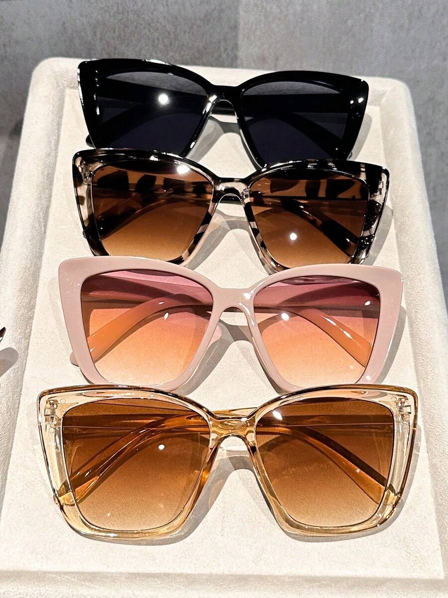 Sunglasses Cat Eye - แว่นตาแฟชั่นทรงแคทอายสำหรับผู้หญิง 3/4 ชิ้น ดีไซน์ประณีต หลากสีสัน ไม่เคยตกยุค