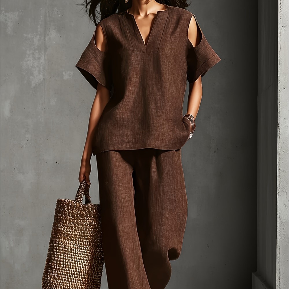 ชุดลำลองผ้าลินินสีพื้นเรียบง่า - Linen Pant Wide บทวิจารณ์และราคา