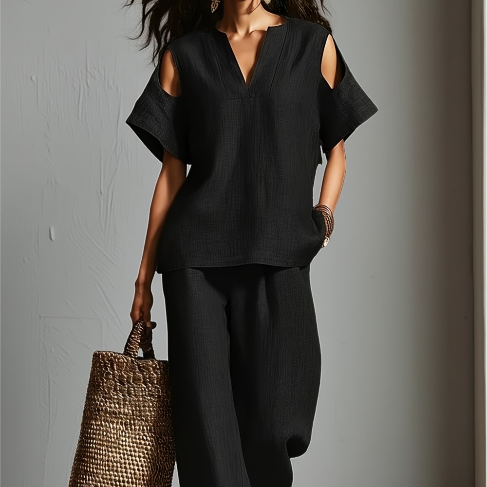 ชุดลำลองผ้าลินินสีพื้นเรียบง่า - Linen Pant Wide บทวิจารณ์และราคา