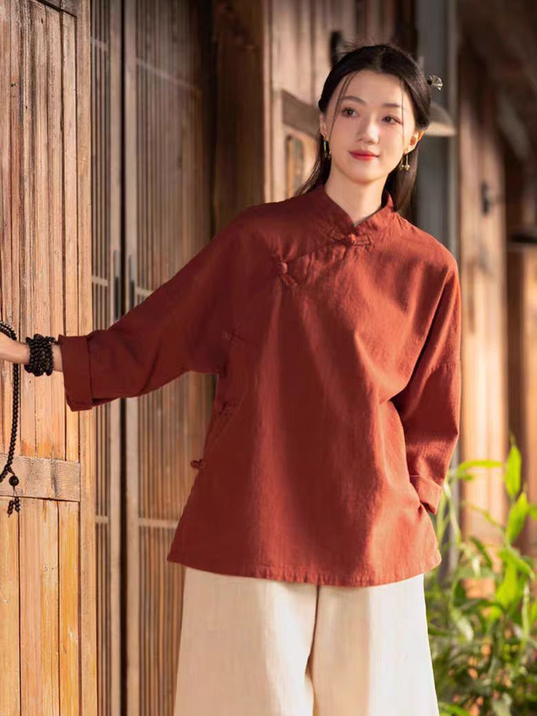 ชุดเสื้อเชิ้ตผ้าฝ้ายลินินแขนยา - Linen Pant Wide บทวิจารณ์และราคา