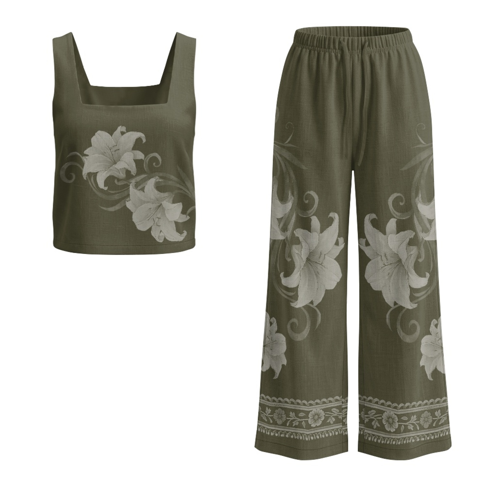 INSTANTARTS ชุดเสื้อกั๊กผ้าลิน - Linen Pant Wide บทวิจารณ์และราคา