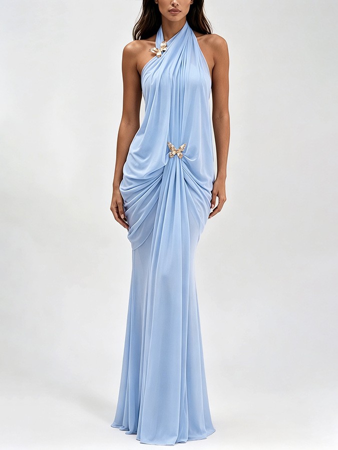 ชุดเดรสยาวทรงเข้ารูปสำหรับผู้ห - Maxi Dress Halter บทวิจารณ์และราคา