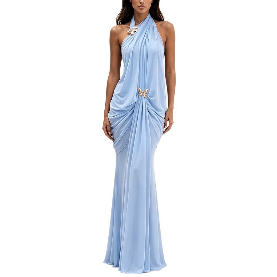 ชุดเดรสยาวทรงเข้ารูปสำหรับผู้ห - Maxi Dress Halter บทวิจารณ์และราคา