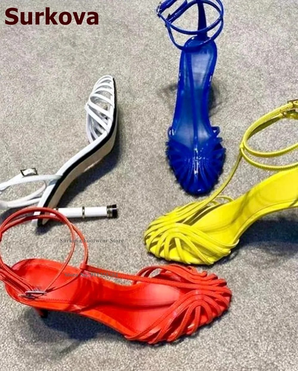 Surkova Matte หนังบาง Strappy  - Sandal Strappy Heeled บทวิจารณ์และราคา