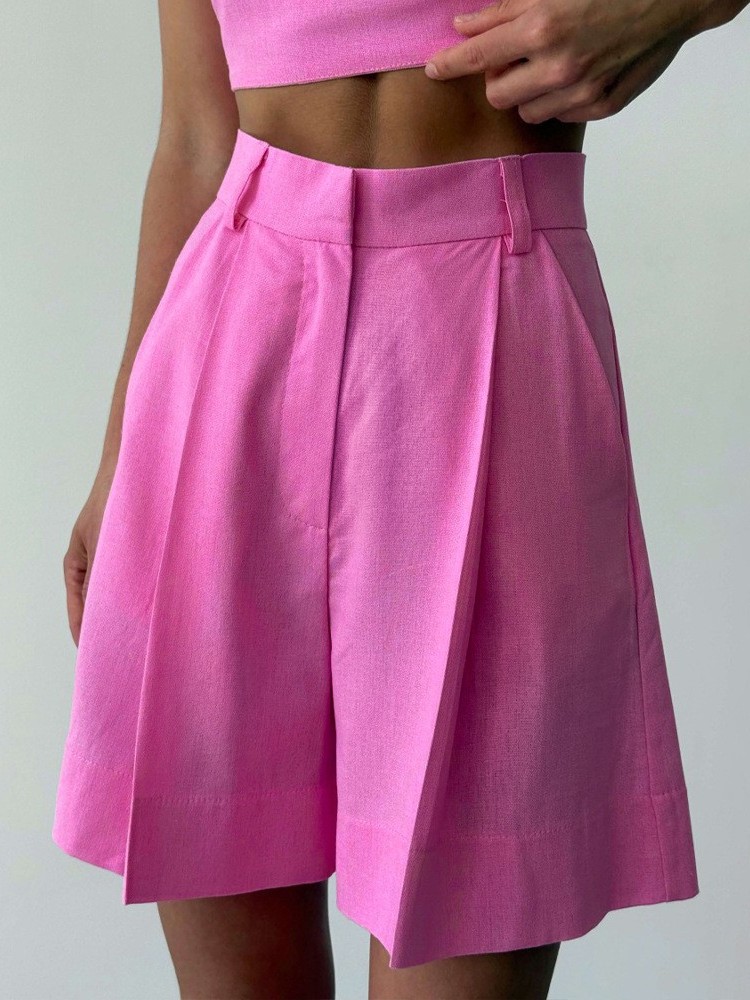 กางเกงขาสั้นผ้าลินินทรงหลวมเอว - Linen Pant Wide บทวิจารณ์และราคา